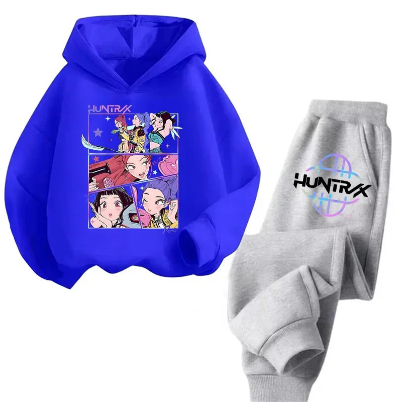 Sweat Kpop Demon Hunters Kawaii – Ensemble unisexe Pull & Pantalon Anime pour enfants, filles et garçons
