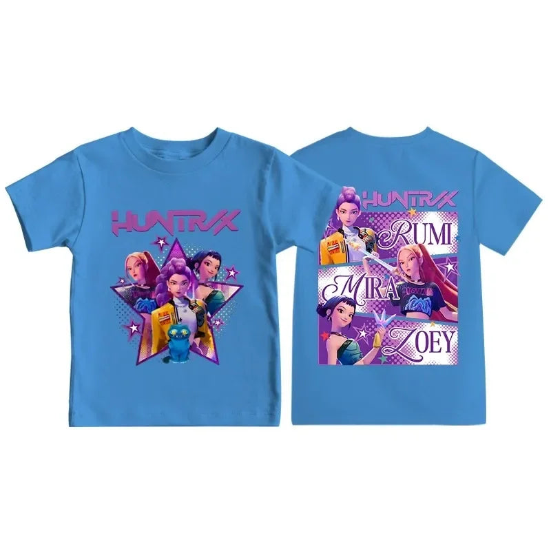 T-shirt Kpop Demon Hunters – T-shirt été imprimé unisexe en coton confortable pour filles et garçons