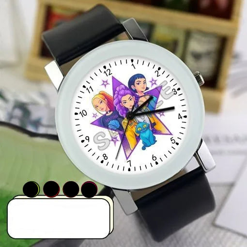 Montre K-pop Demon Hunters — Montre Quartz Unisexe Étudiant | Design Cartoon Kawaii & Cadeau Fan
