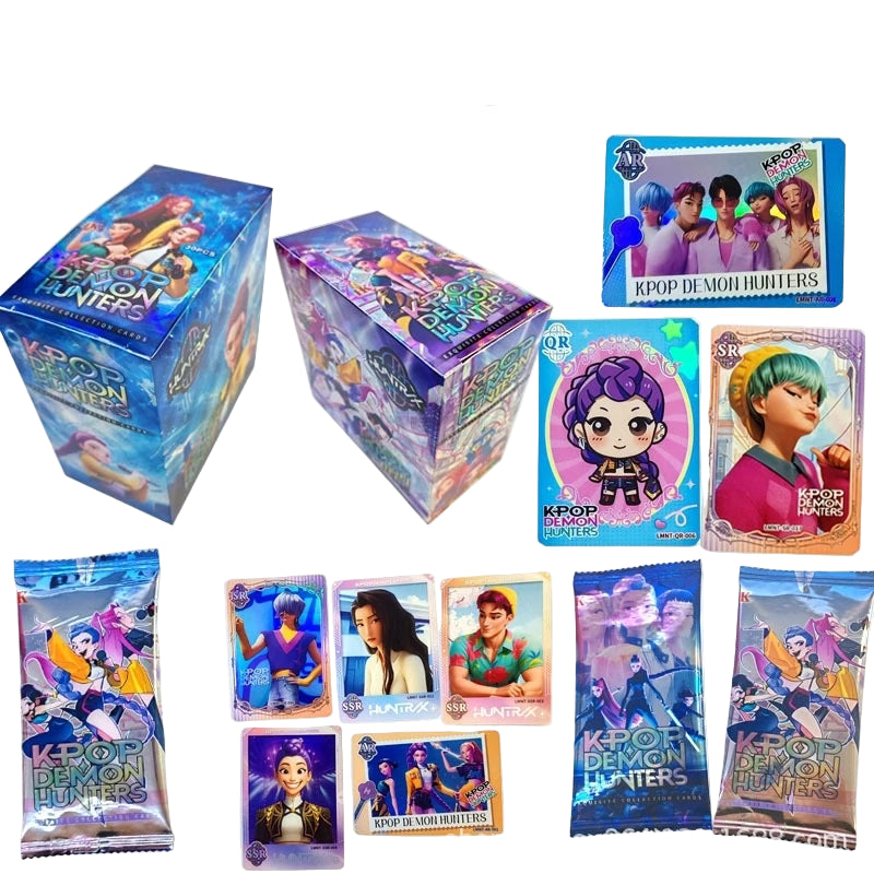 Boîte de Boosters Kpop Demon Hunters – Cartes à collectionner Laser Flash (Huntrix, Rumi, Mira, Zoey)