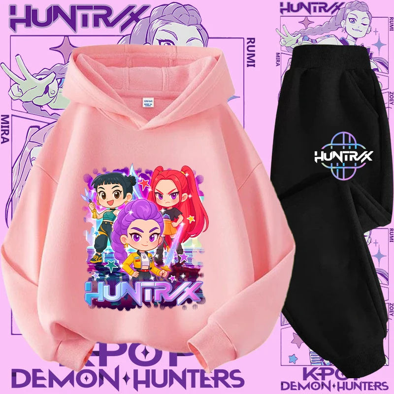 Ensemble K-Pop Demon Hunters Enfant – Hoodie + Pantalon 2 pièces pour filles et garçons