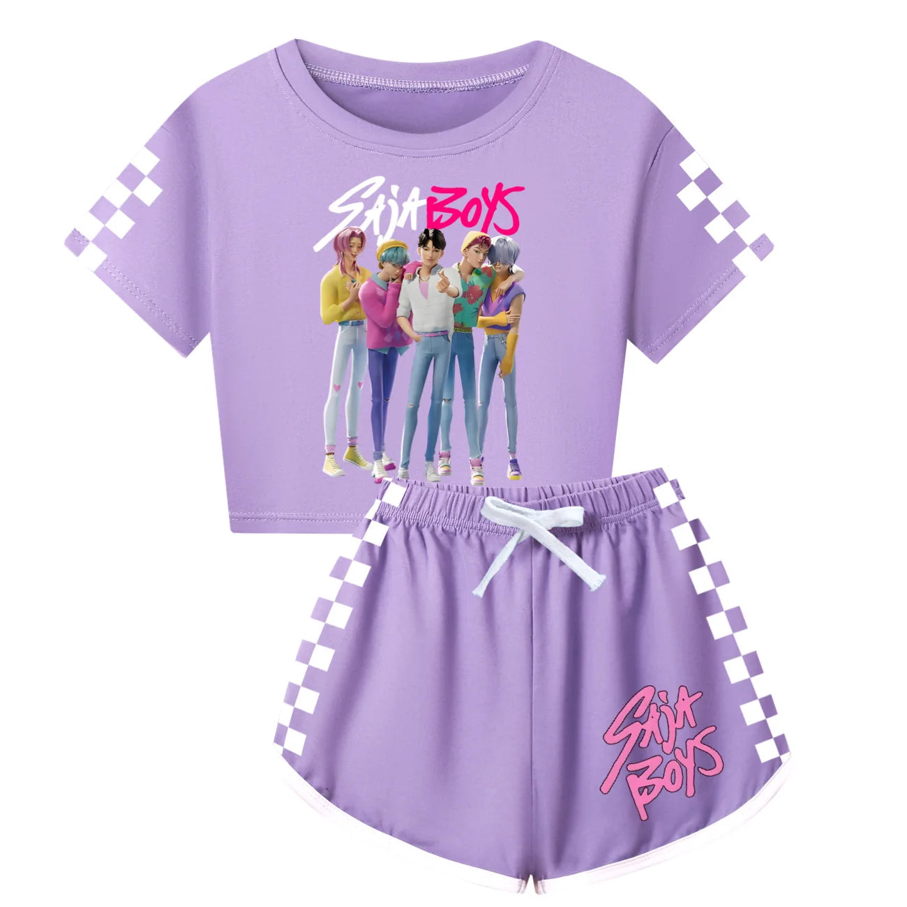 Pyjama KPop Demon Hunters Saja pour Enfants – Ensemble Coton Garçon & Fille à Manches Longues