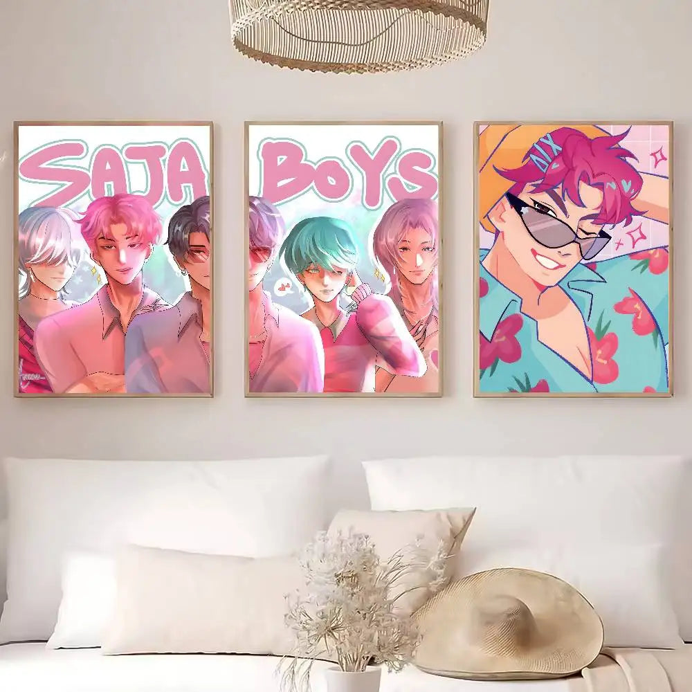 Poster K-Pop Demon Hunters Saja Boys – Affiche HD Imperméable pour Déco Maison & Bureau