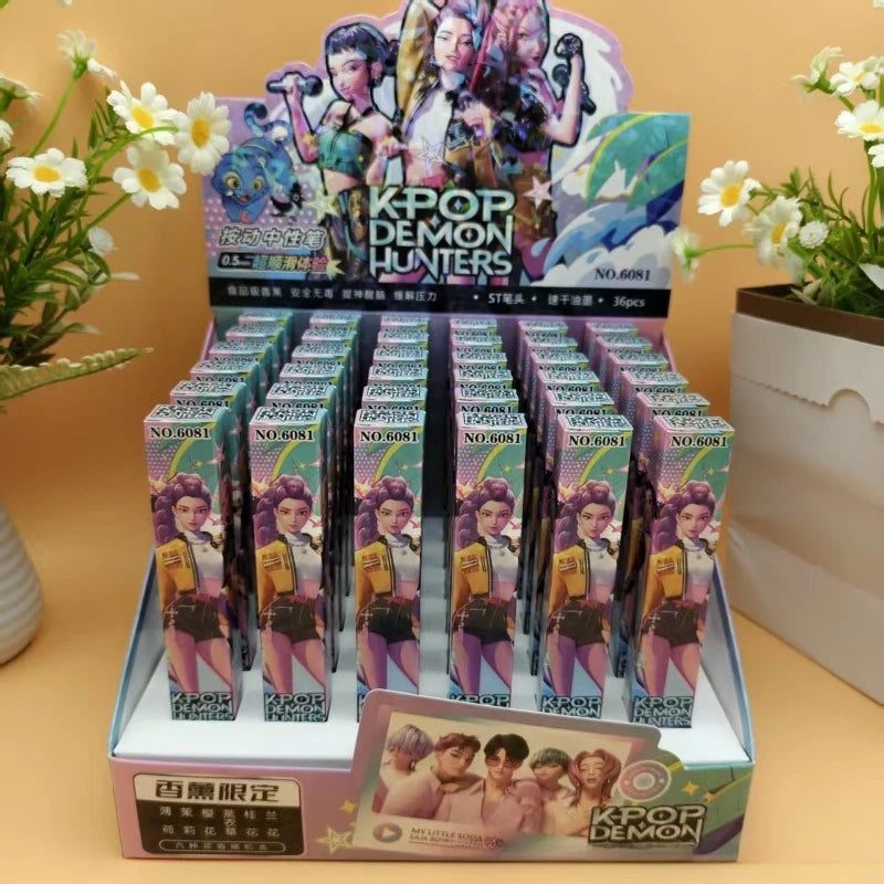 Stylo Gel K-pop Demon Hunters — Encre Noire 0,5 mm | Stylo Cartoon Étudiant Signature & Écriture