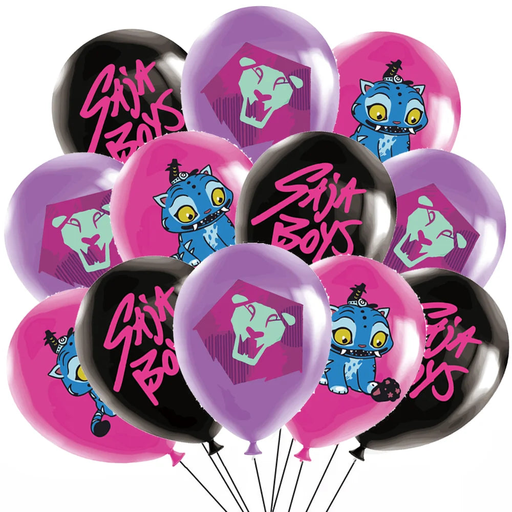 Kit Décoration Anniversaire Kpop Demon Hunters – Set de Fête Complet avec Ballons, Vaisselle, Nappe & Cake Topper