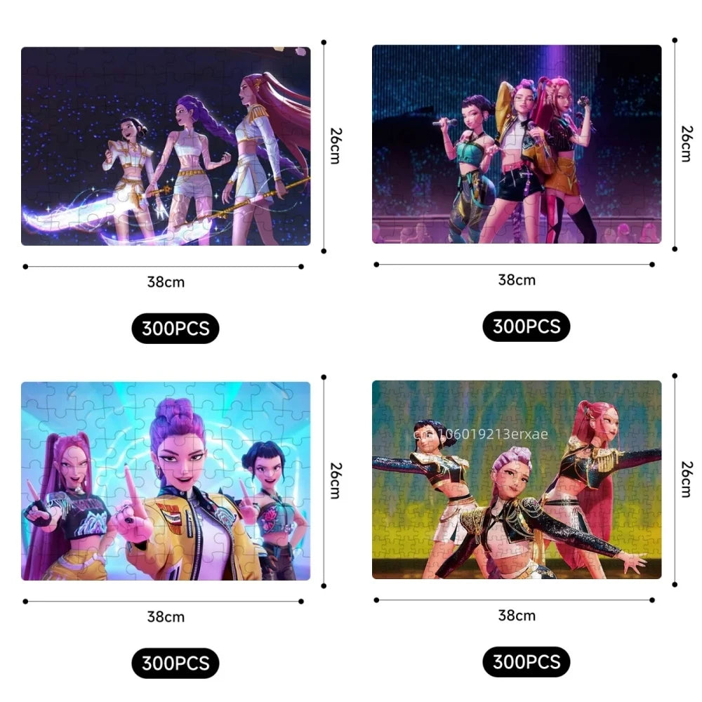 🧩 Puzzle K-Pop Demon Hunters – 14 Styles Rumi / Mira / Zoey • Figurine Puzzle Collectible