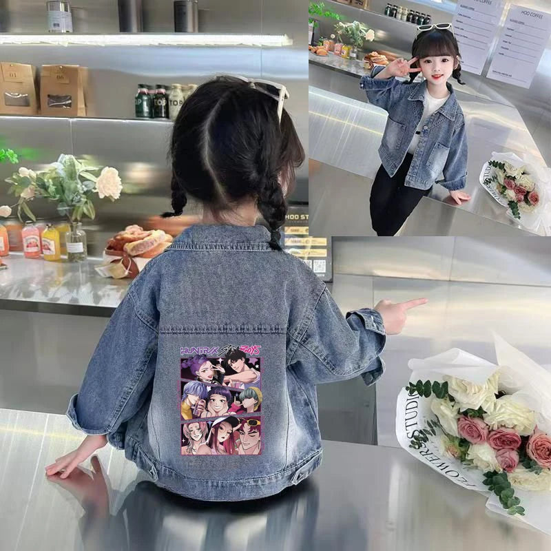 KPop Demon Hunters – Veste en Jean Enfant Huntrix Saja – Style Cartoon