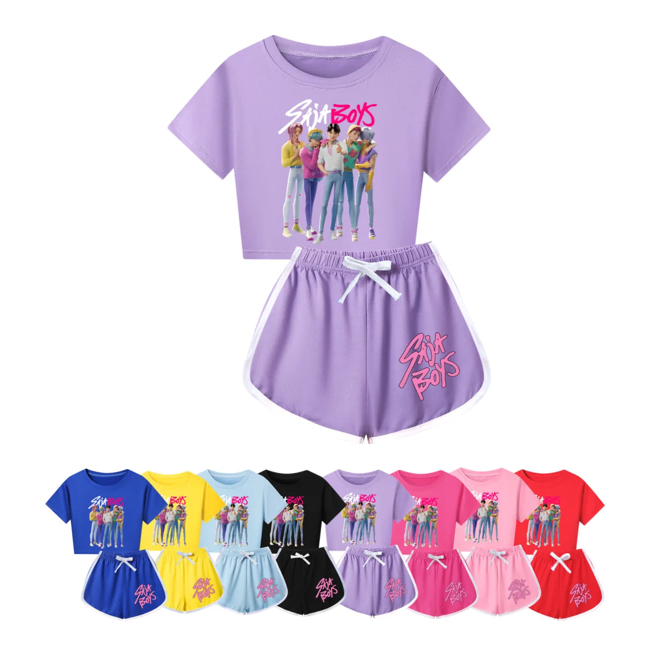 Pyjama KPop Demon Hunters Saja pour Enfants – Ensemble Coton Garçon & Fille à Manches Longues