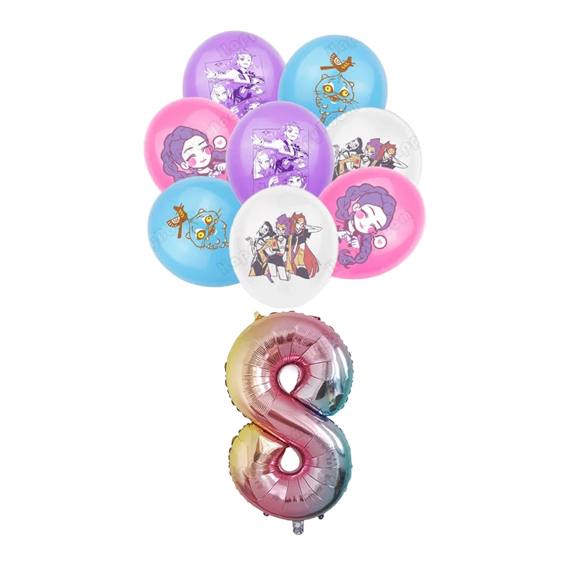 🎈 Set de Ballons K-Pop Demon Hunters – Décoration Anniversaire Fille (9 pièces)