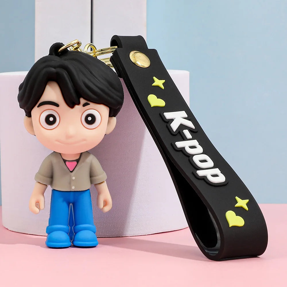 🔑 Porte-clés K-pop Demon Hunters – Figurines Rumi / Mira / Zoey • Accessoire Étudiant & Déco Sac