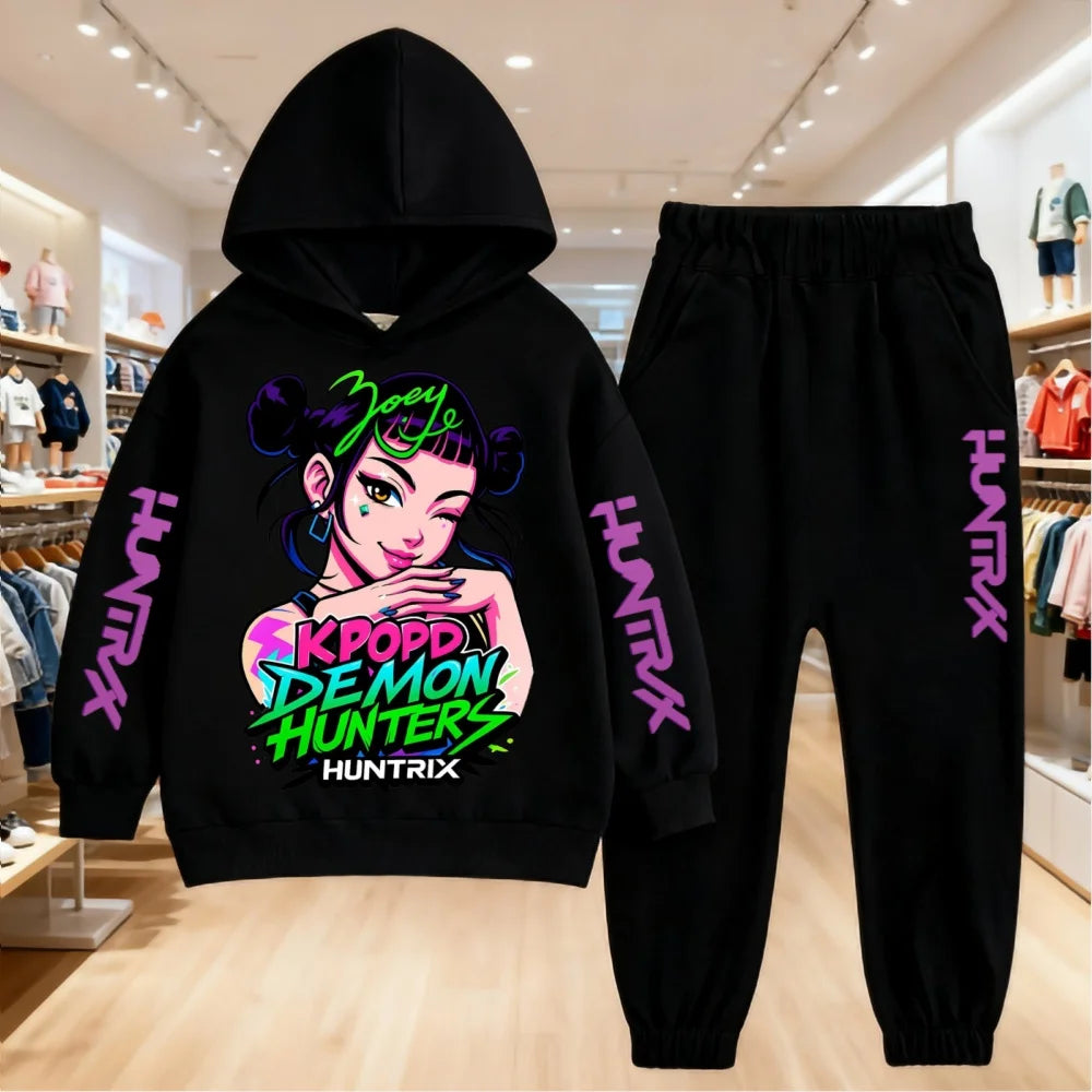 Ensemble Kpop Demon Hunters Zoey Enfant 2025 — Sweat à Capuche + Pantalon 2 Pièces