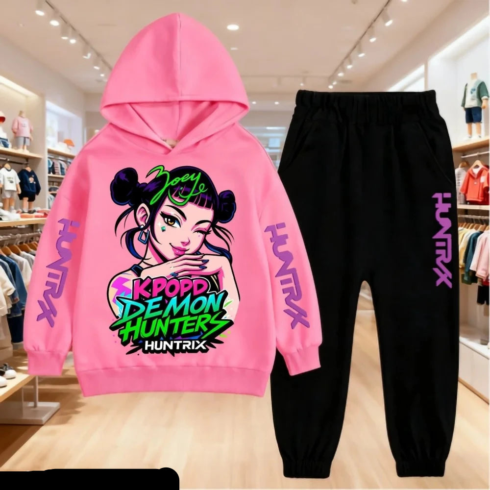 Ensemble Kpop Demon Hunters Zoey Enfant 2025 — Sweat à Capuche + Pantalon 2 Pièces