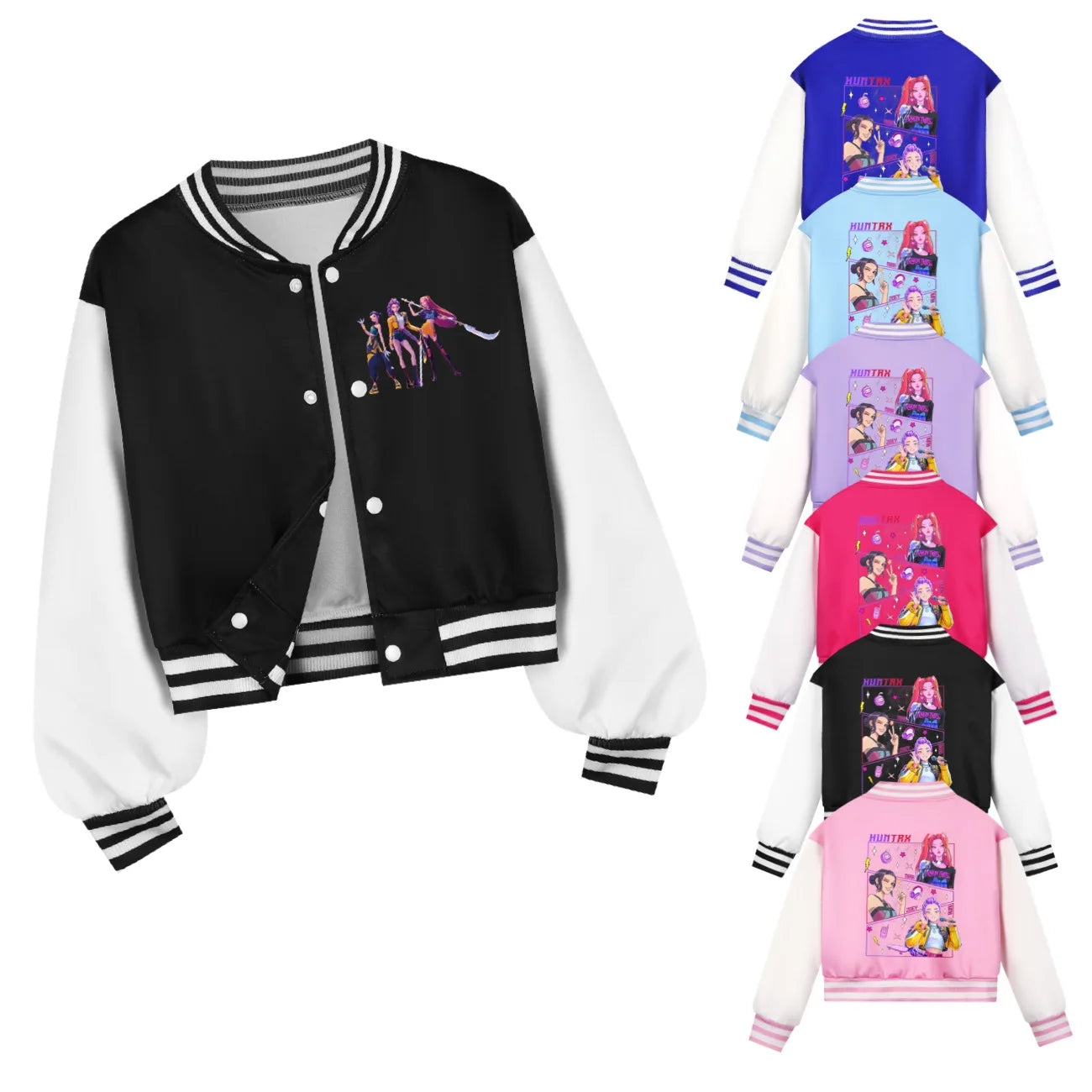 Ensemble K-pop Demon Hunters Huntrix — Uniforme Baseball + Pantalon 2 Pièces Automne | Tenue Fille Cartoon