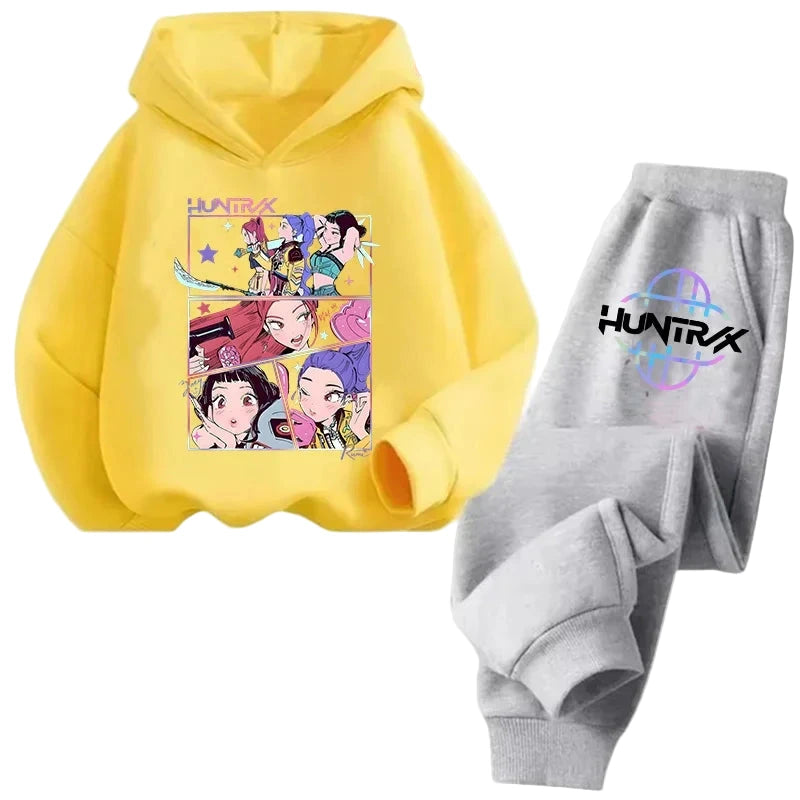 Sweat Kpop Demon Hunters Kawaii – Ensemble unisexe Pull & Pantalon Anime pour enfants, filles et garçons