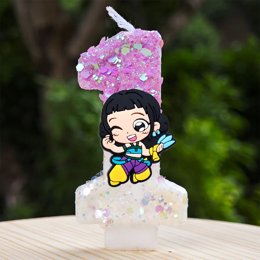 🕯 Bougie Chiffre Kpop Demon Hunters – Déco d’Anniversaire Ultra Cute 🎂