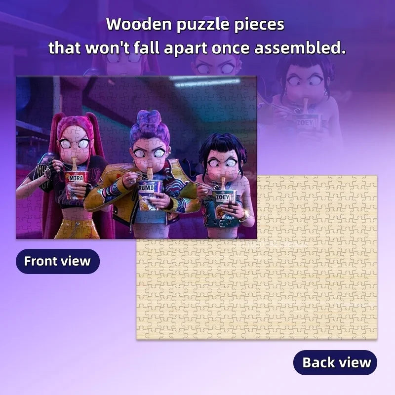 🧩 Puzzle K-Pop Demon Hunters – 14 Styles Rumi / Mira / Zoey • Figurine Puzzle Collectible