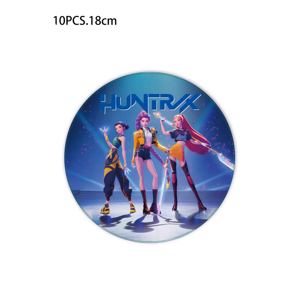 Kit Décoration Anniversaire Kpop Demon Hunters – Set de Fête Complet avec Ballons, Vaisselle, Nappe & Cake Topper