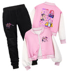 Ensemble K-pop Demon Hunters Huntrix — Uniforme Baseball + Pantalon 2 Pièces Automne | Tenue Fille Cartoon