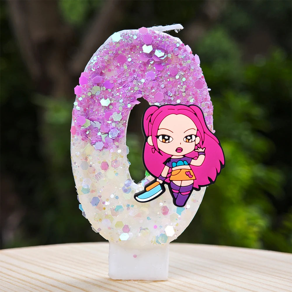 🕯 Bougie Chiffre Kpop Demon Hunters – Déco d’Anniversaire Ultra Cute 🎂