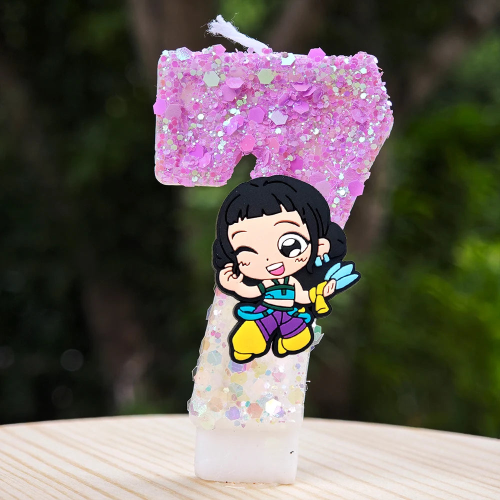🕯 Bougie Chiffre Kpop Demon Hunters – Déco d’Anniversaire Ultra Cute 🎂