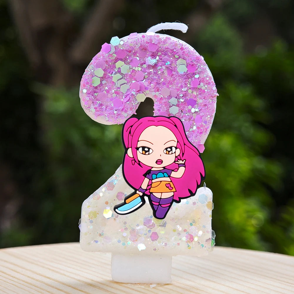 🕯 Bougie Chiffre Kpop Demon Hunters – Déco d’Anniversaire Ultra Cute 🎂