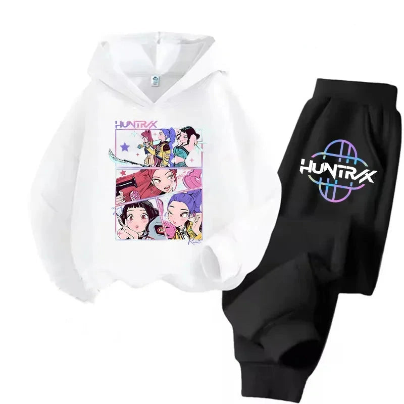 Sweat Kpop Demon Hunters Kawaii – Ensemble unisexe Pull & Pantalon Anime pour enfants, filles et garçons
