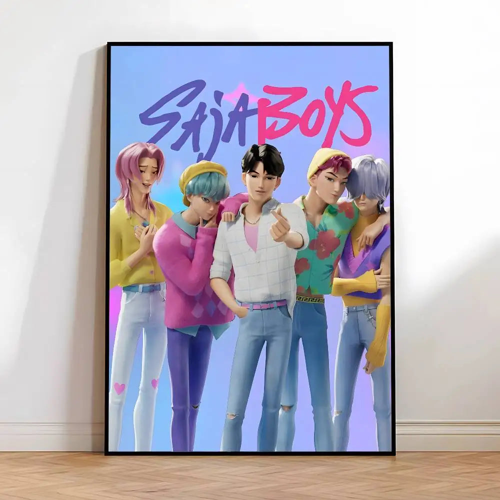 Poster K-Pop Demon Hunters Saja Boys – Affiche HD Imperméable pour Déco Maison & Bureau