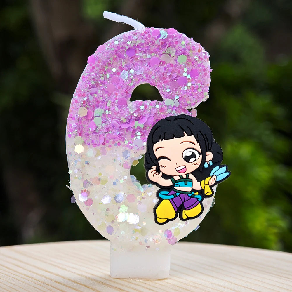 🕯 Bougie Chiffre Kpop Demon Hunters – Déco d’Anniversaire Ultra Cute 🎂