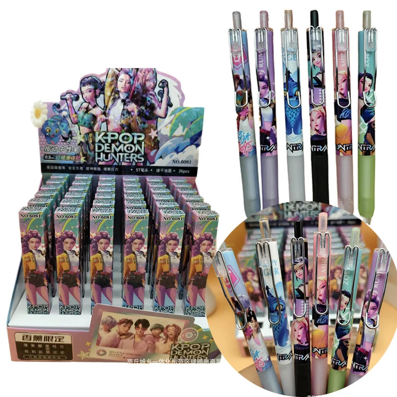 Stylo Gel K-pop Demon Hunters — Encre Noire 0,5 mm | Stylo Cartoon Étudiant Signature & Écriture