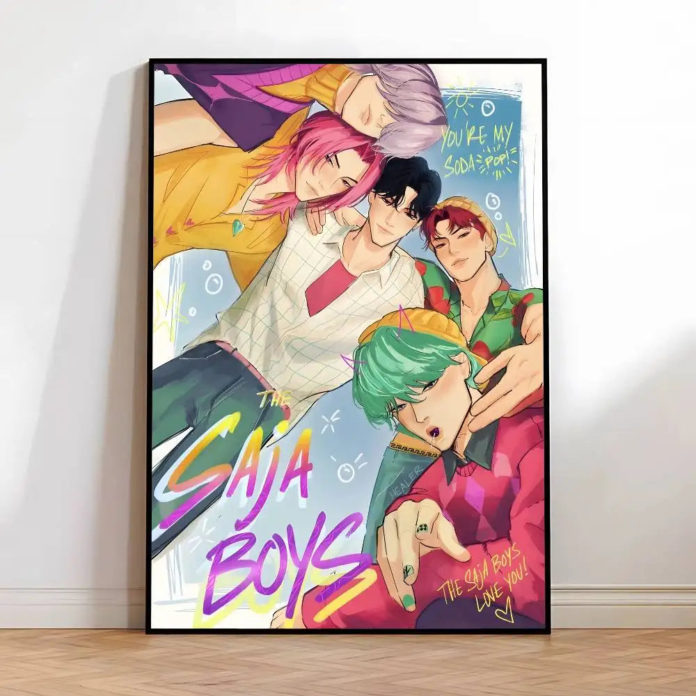 Poster K-Pop Demon Hunters Saja Boys – Affiche HD Imperméable pour Déco Maison & Bureau