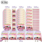 Kit Décoration Anniversaire Kpop Demon Hunters – Set de Fête Complet avec Ballons, Vaisselle, Nappe & Cake Topper