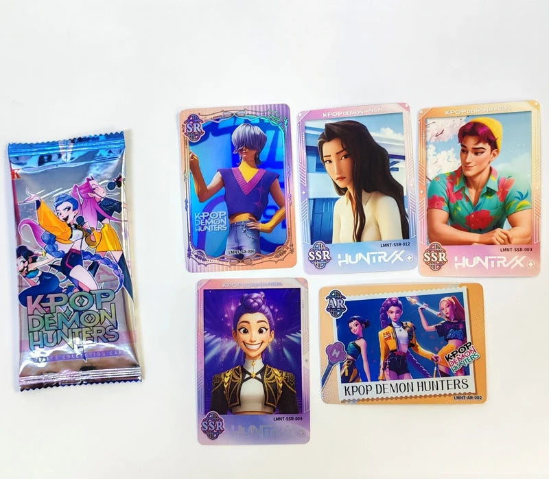 Boîte de Boosters Kpop Demon Hunters – Cartes à collectionner Laser Flash (Huntrix, Rumi, Mira, Zoey)