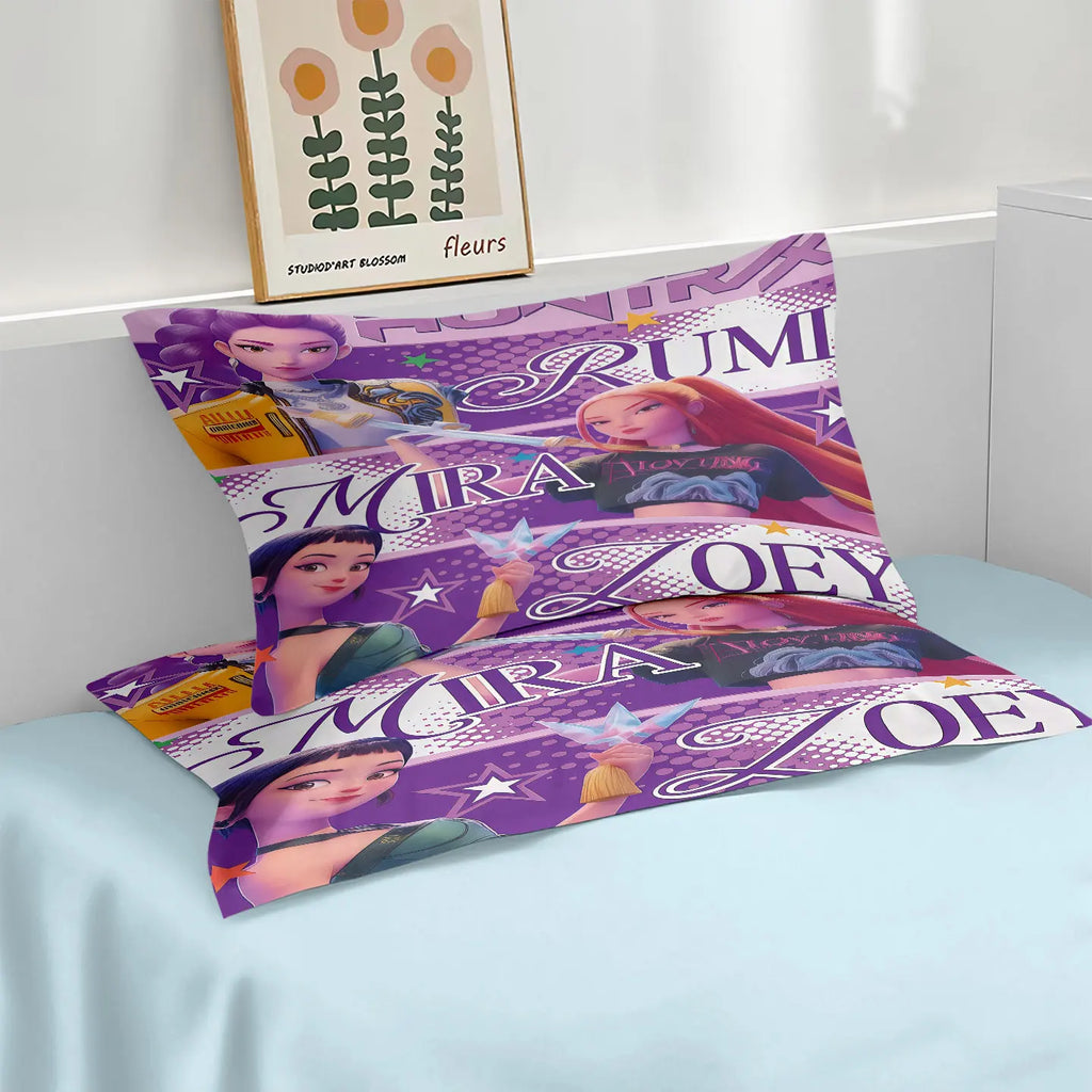 🛏️ Parure de Lit 3 Pièces – Demon Hunters Girl Group (Style K-Pop)