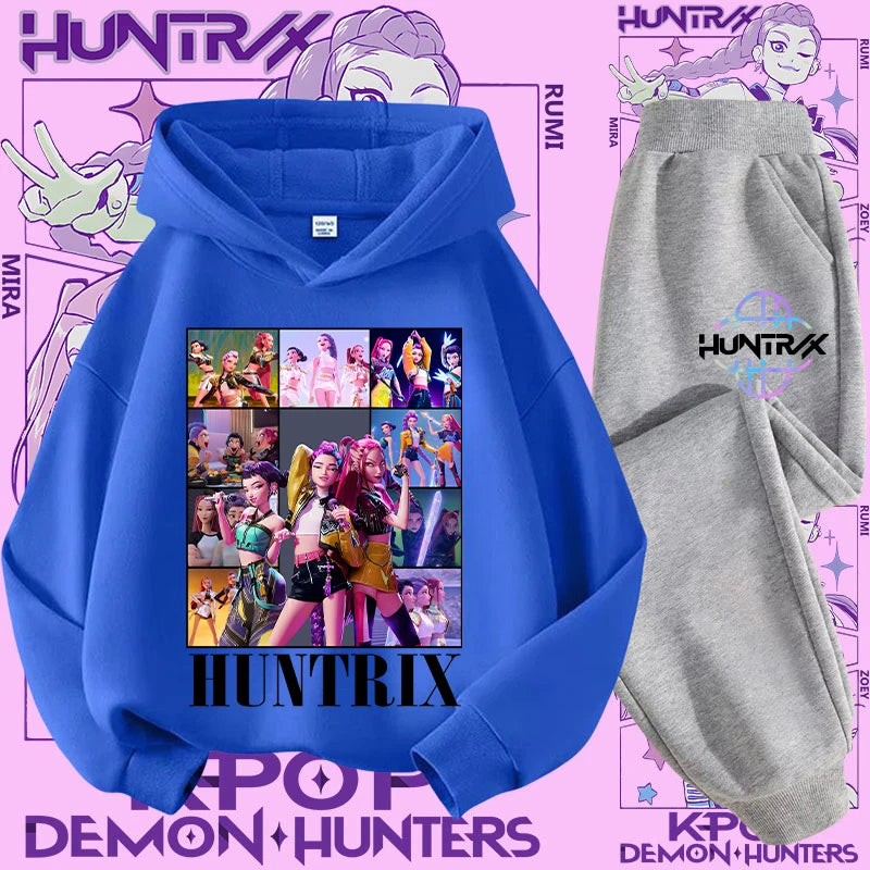 Ensemble K-pop Demon Hunters Fille — Sweat à Capuche + Pantalon 2 Pièces Cartoon | Tenue Sport & Casual Enfant