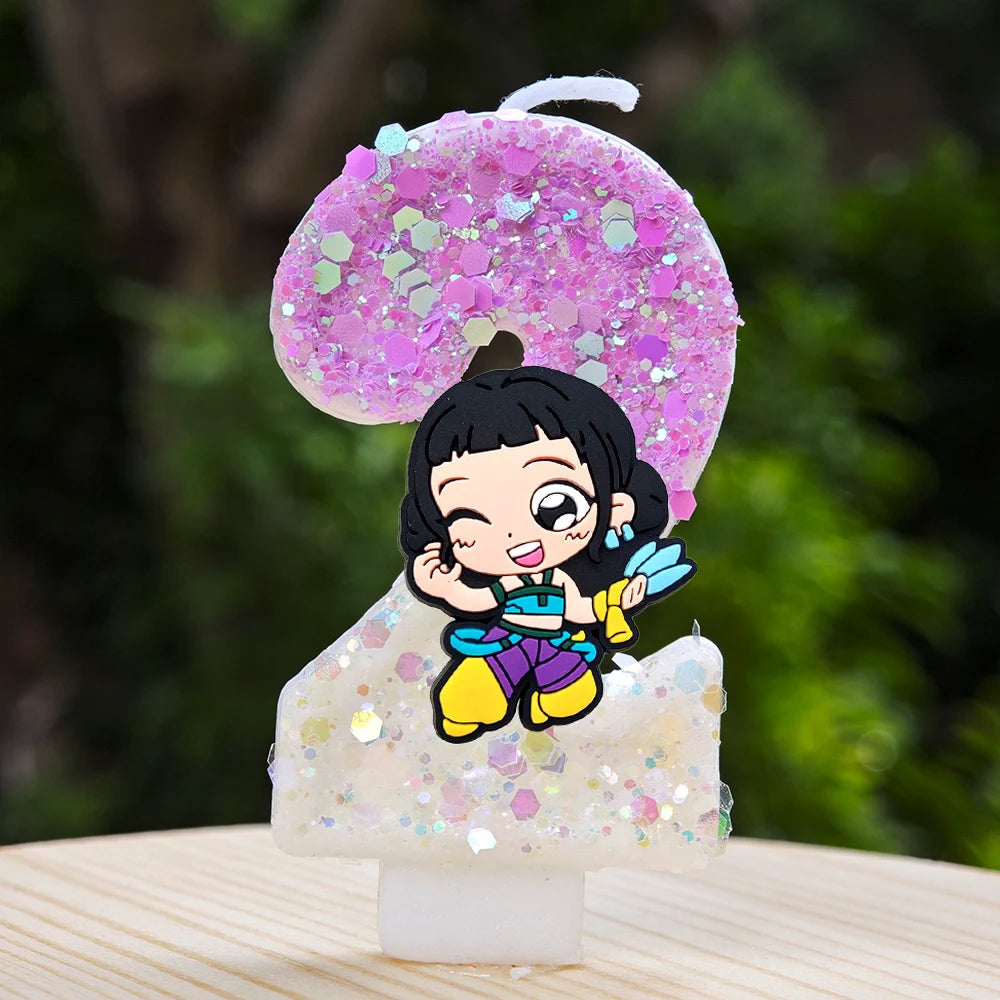 🕯 Bougie Chiffre Kpop Demon Hunters – Déco d’Anniversaire Ultra Cute 🎂