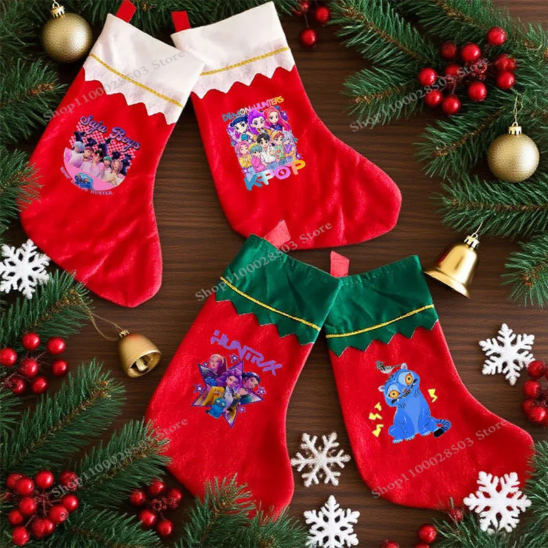 Chaussettes de Noël KPop Demon Hunters – Décorations festives pour cheminée et sapin | Cadeaux de fans K-Pop