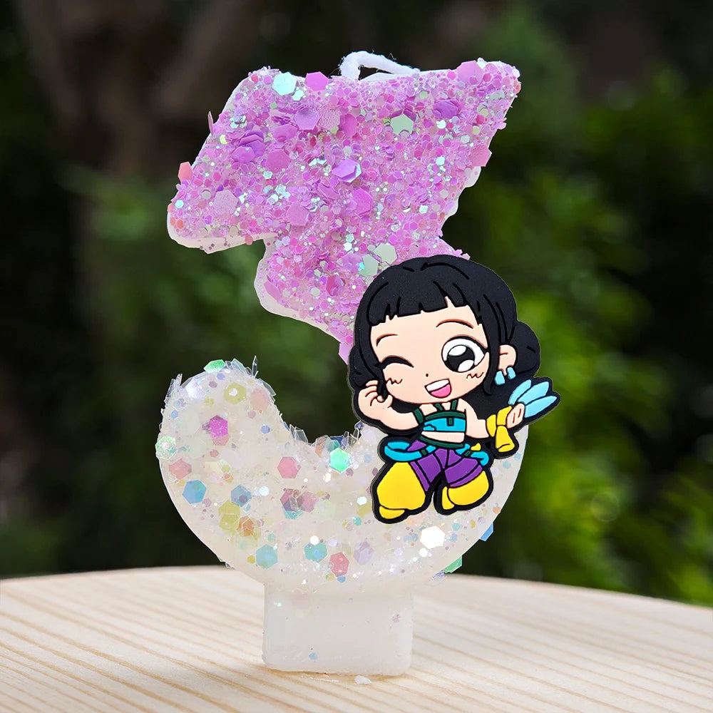 🕯 Bougie Chiffre Kpop Demon Hunters – Déco d’Anniversaire Ultra Cute 🎂