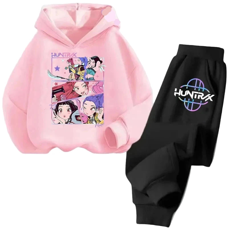 Sweat Kpop Demon Hunters Kawaii – Ensemble unisexe Pull & Pantalon Anime pour enfants, filles et garçons