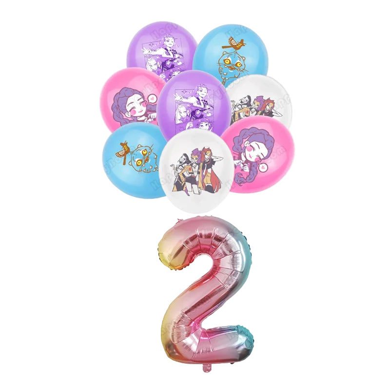 🎈 Set de Ballons K-Pop Demon Hunters – Décoration Anniversaire Fille (9 pièces)