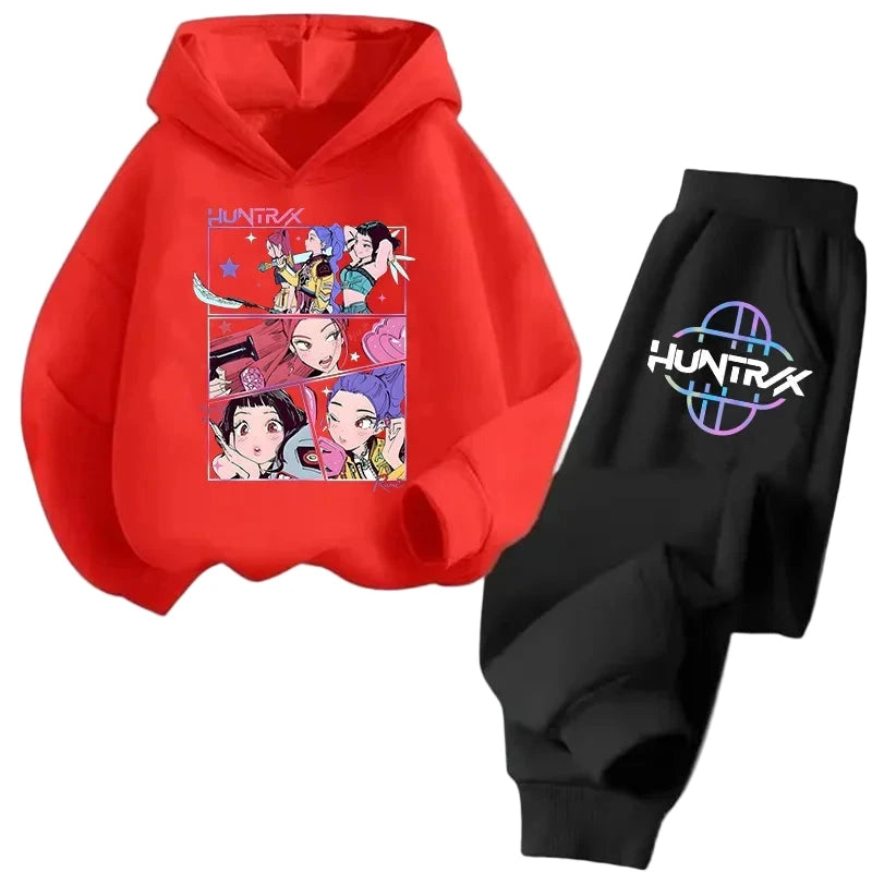 Sweat Kpop Demon Hunters Kawaii – Ensemble unisexe Pull & Pantalon Anime pour enfants, filles et garçons