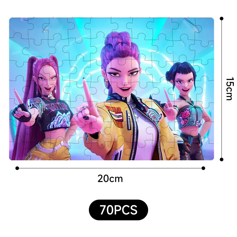 🧩 Puzzle K-Pop Demon Hunters – 14 Styles Rumi / Mira / Zoey • Figurine Puzzle Collectible