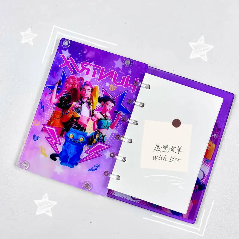 📒 Carnet Acrylique Kpop Demon Hunters – HUNTRIX Edition 💖 | Notebook A7