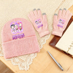Kpop Demon Hunters – Ensemble Bonnet & Gants Tricotés pour Filles | Hiver Chaud et Stylé