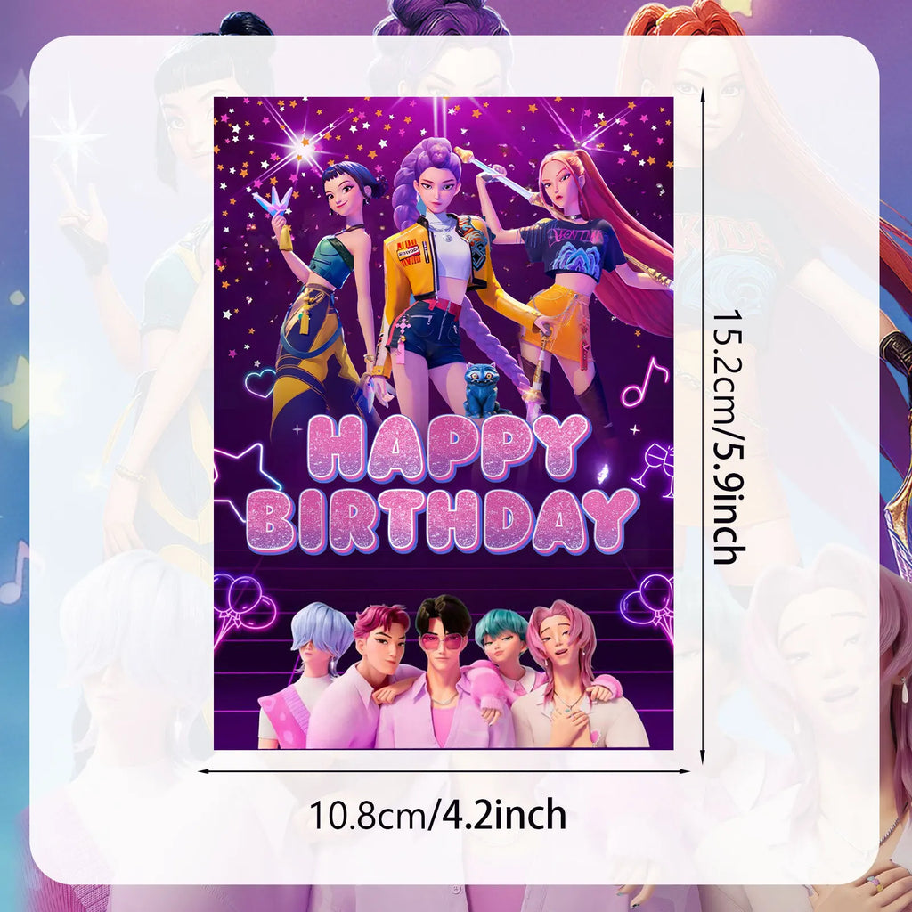 Lot de 12 cartes d’invitation K-Pop Demon Hunters – Invitations anniversaire & fête pour fans de K-Pop