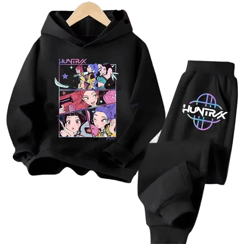 Sweat Kpop Demon Hunters Kawaii – Ensemble unisexe Pull & Pantalon Anime pour enfants, filles et garçons