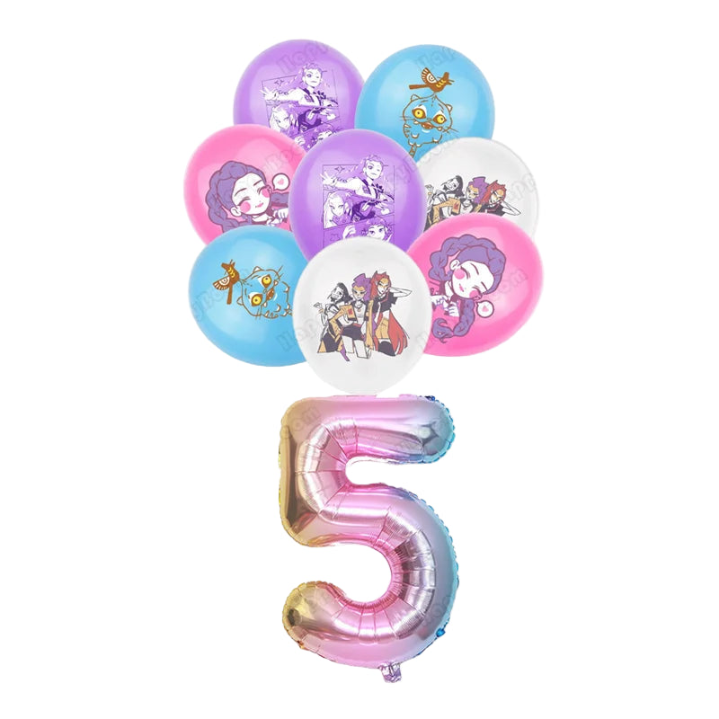 🎈 Set de Ballons K-Pop Demon Hunters – Décoration Anniversaire Fille (9 pièces)