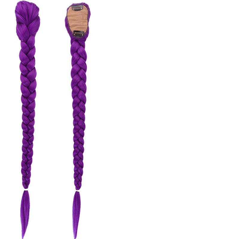 Queue de cheval violette K-pop Demon Hunters – Perruque Rumi 66cm avec pinces (cosplay anime)