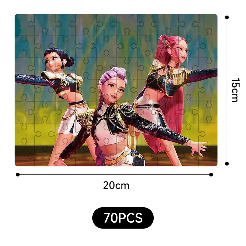 🧩 Puzzle K-Pop Demon Hunters – 14 Styles Rumi / Mira / Zoey • Figurine Puzzle Collectible