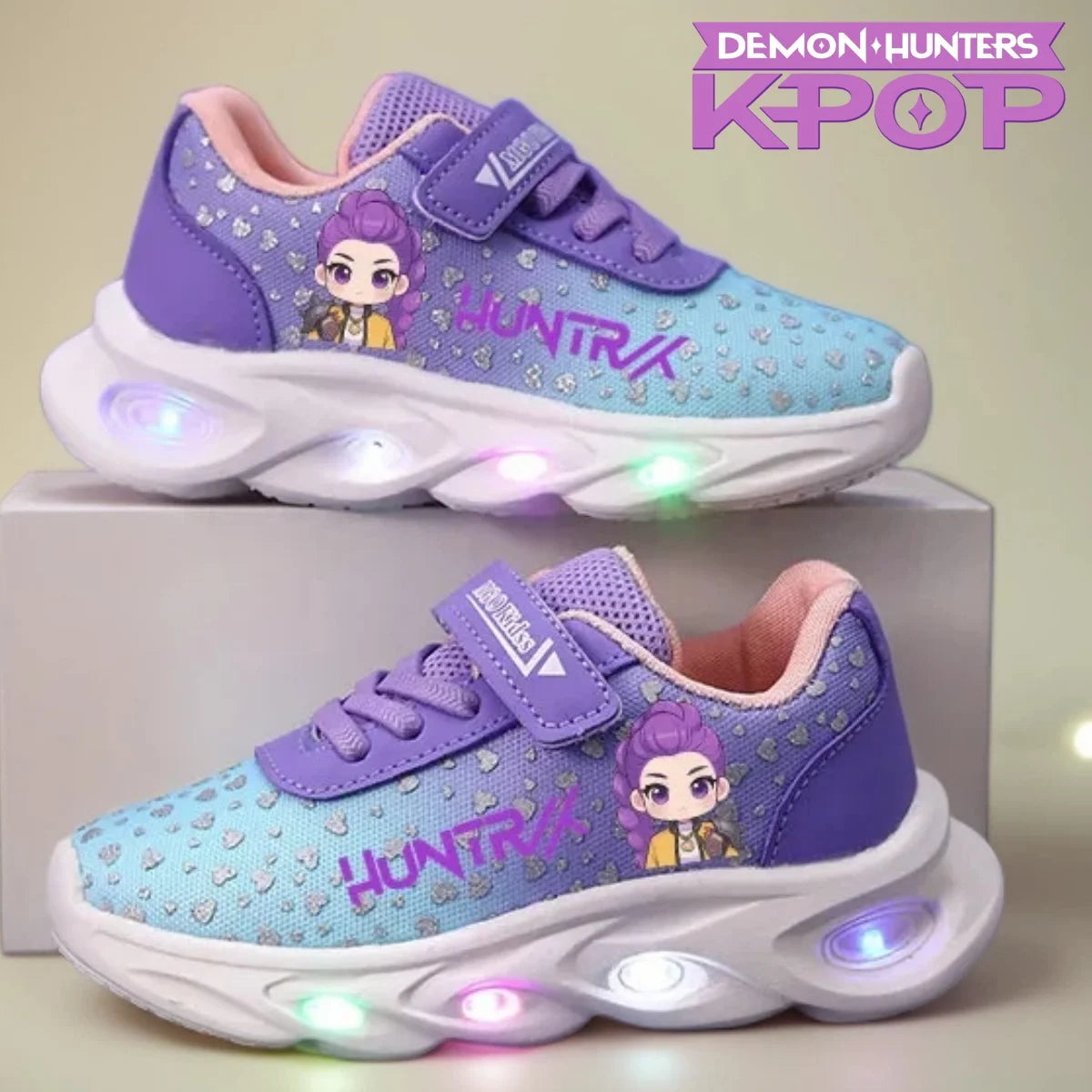 Chaussures Kpop Demon Hunters Enfant – Baskets LED Lumineuses Rumi – Style Sport Anime