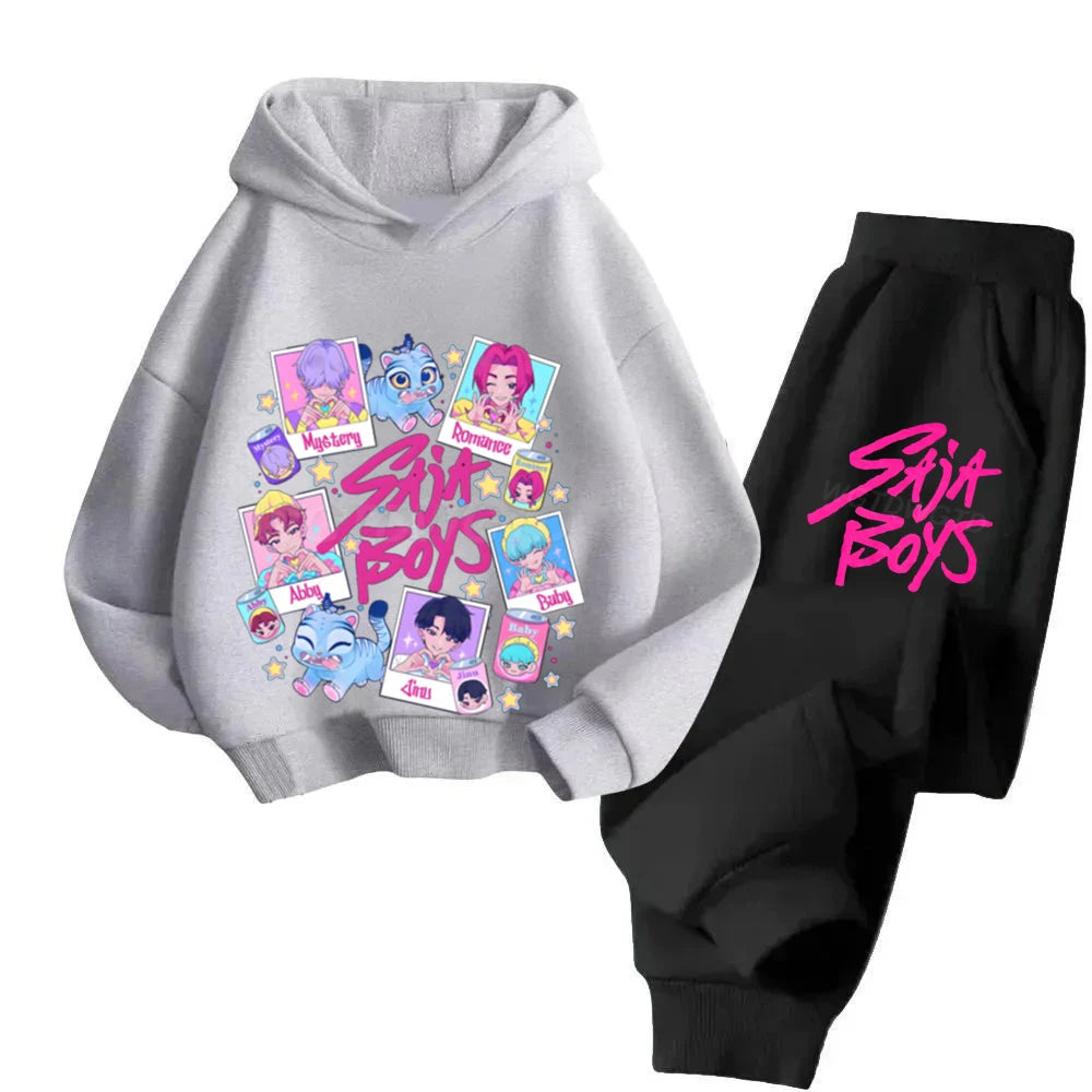 Ensemble K-pop Demon Hunters Enfant — Sweat à Manches Longues + Pantalon 2 Pièces Cartoon Mixte